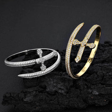 Justice Sword Cross Bracelet with Zircon Stones for Men | High-End Hip Hop Jewelry | Caratix Jewelry - CaratixJewelry