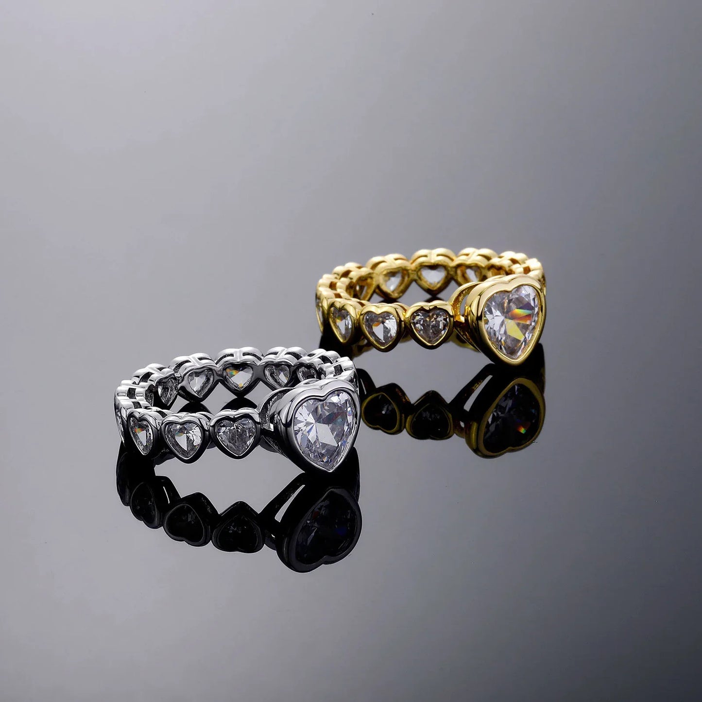 Luxury Heart-Shaped Pave Ring | Continuous Love Motif Band | Caratix