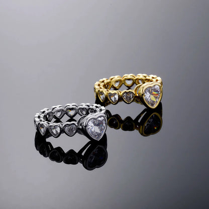 Luxury Heart-Shaped Pave Ring | Continuous Love Motif Band | Caratix