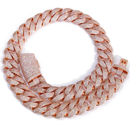 22mm Iced Out Custom Cuban Chain Necklace with Box Clasp - CaratixJewelry