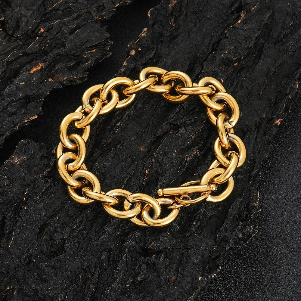 12mm Stainless Steel Cross and O-Link Bracelet - CaratixJewelry