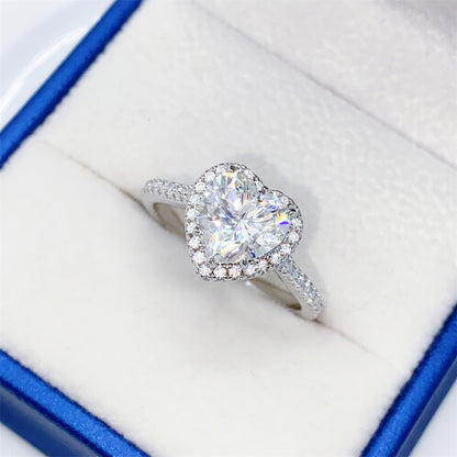 2 Carat Heart Cut Moissanite Ring | S925 Sterling Silver Solitaire Ring | Caratix