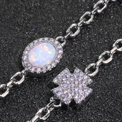 Custom Opal Cross Bracelet Iced Out Chain Style for Rapper | Caratix - CaratixJewelry