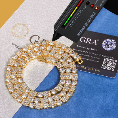 Mixed-Cut Moissanite Tennis Chain – S925 Sterling Silver Luxury Hip Hop Necklace - CaratixJewelry