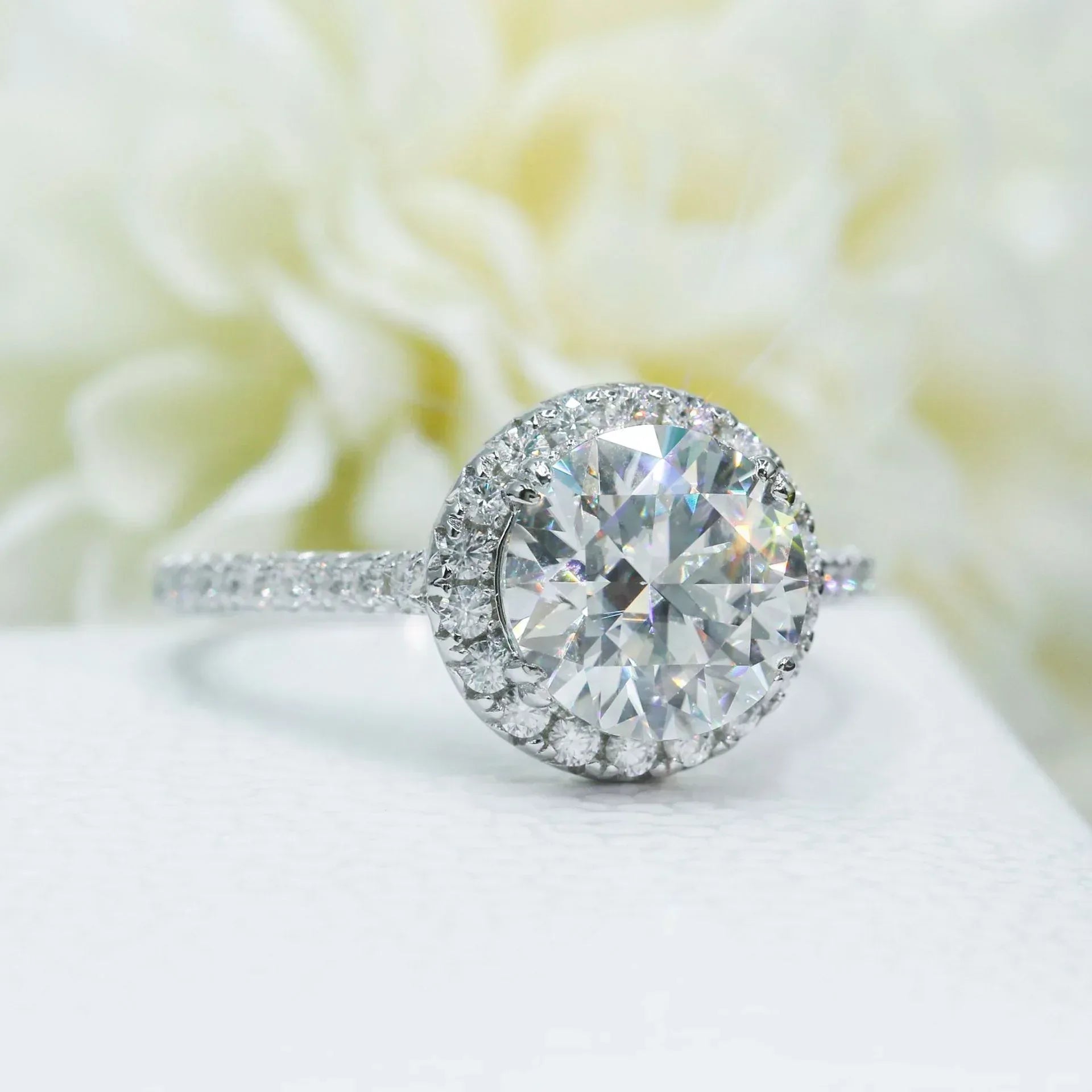 3ct Round Moissanite Engagement Ring | S925 Silver Luxury Women’s Bridal Jewelry - CaratixJewelry