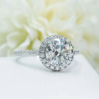 3ct Round Moissanite Engagement Ring | S925 Silver Luxury Women’s Bridal Jewelry - CaratixJewelry