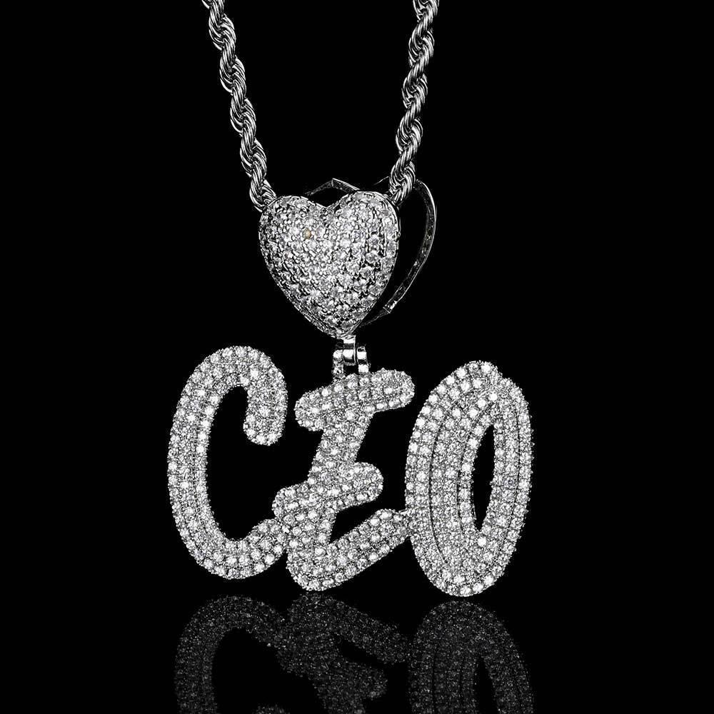 Creative Heart Lock Double Layer Pendant Necklace with Calligraphy Letters and Numbers for Men | Caratix Jewelry - CaratixJewelry