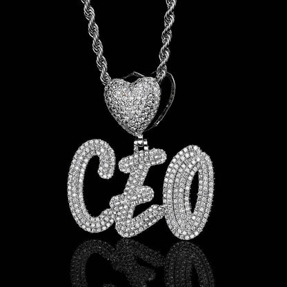 Creative Heart Lock Double Layer Pendant Necklace with Calligraphy Letters and Numbers for Men | Caratix Jewelry - CaratixJewelry