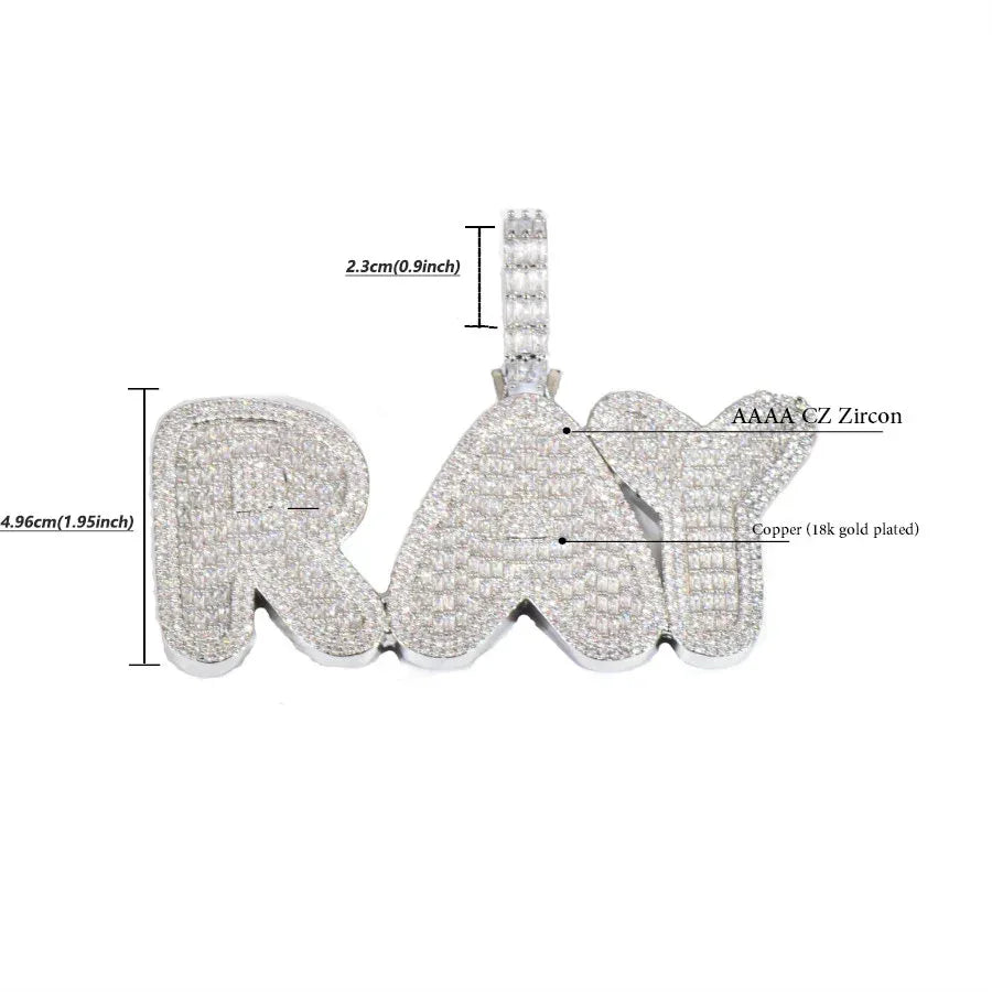 Custom Letter & Number Pendant | DIY Hip Hop Iced Out Personalized Necklace - CaratixJewelry