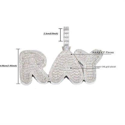 Custom Letter & Number Pendant | DIY Hip Hop Iced Out Personalized Necklace - CaratixJewelry