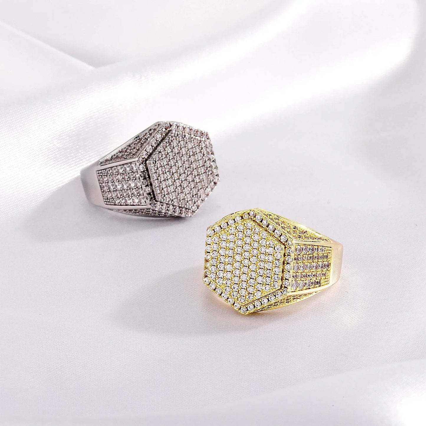Geometric Polygon Wide Band Ring | Adjustable Open-Shank Jewelry | Caratix