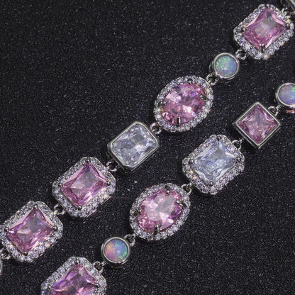 Custom 10mm Pink Gemstone & Opal Necklace | Modern Hip Hop Bling | Caratix - CaratixJewelry