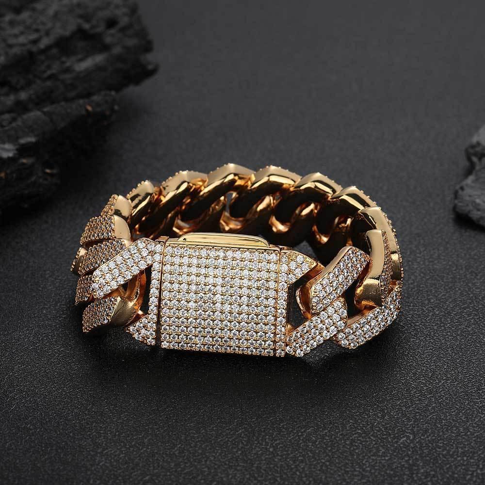 25mm Triple Row Iced-Out Cuban Link Bracelet - CaratixJewelry