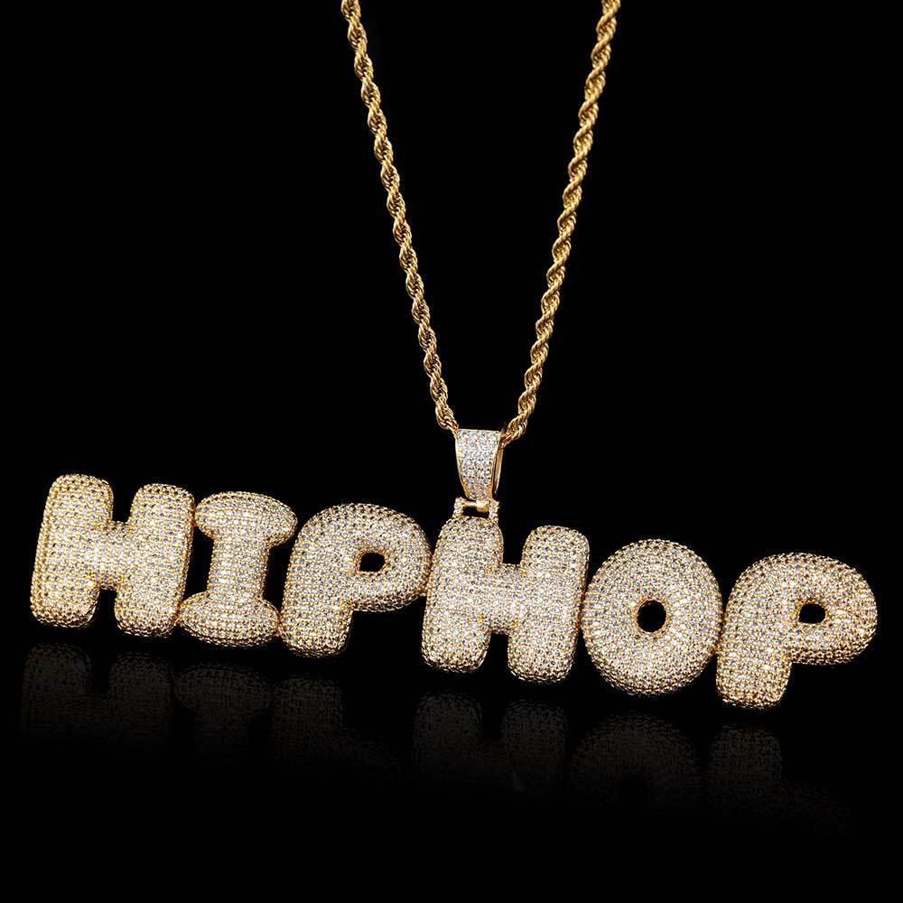 Bubble Letter Pendant Necklace with Micro-Pave Zircon for Men | Creative Hip Hop Jewelry | Caratix Jewelry - CaratixJewelry