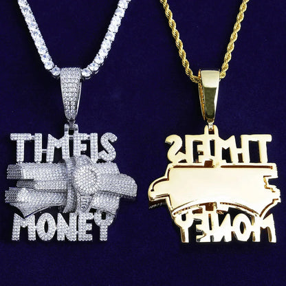Iced Out "Time is Money" Pendant | Men's Clock Face Necklace - CaratixJewelry