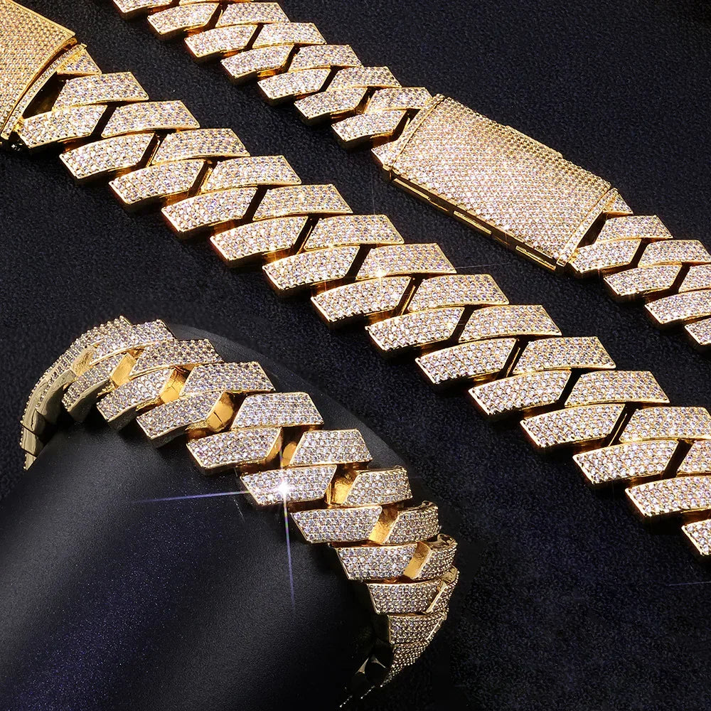 Rapper Iced Out Chain Four Row Cuban Zircon - CaratixJewelry