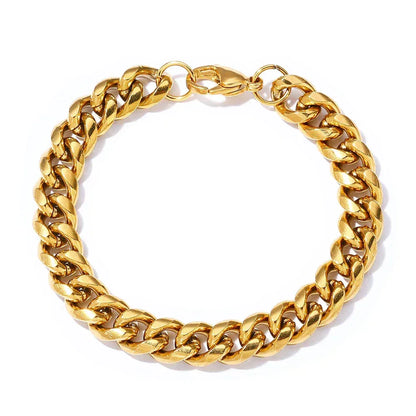 Lobster Clasp Cuban Link Bracelet with 18K Gold and Stainless Steel - CaratixJewelry