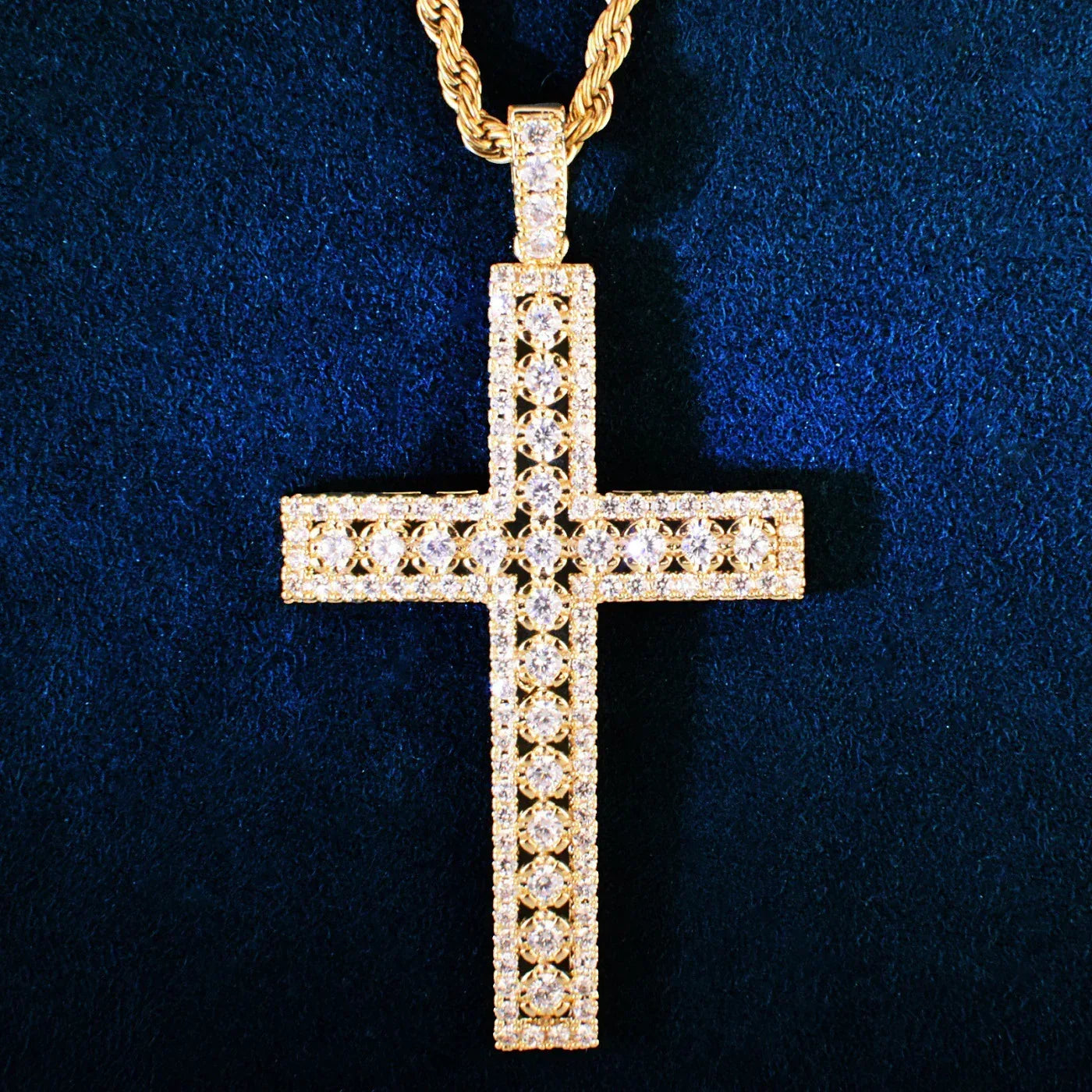 Iced Out Cross Pendant Necklace | CZ Hip Hop Unisex Streetwear Jewelry - CaratixJewelry