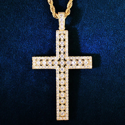 Iced Out Cross Pendant Necklace | CZ Hip Hop Unisex Streetwear Jewelry - CaratixJewelry