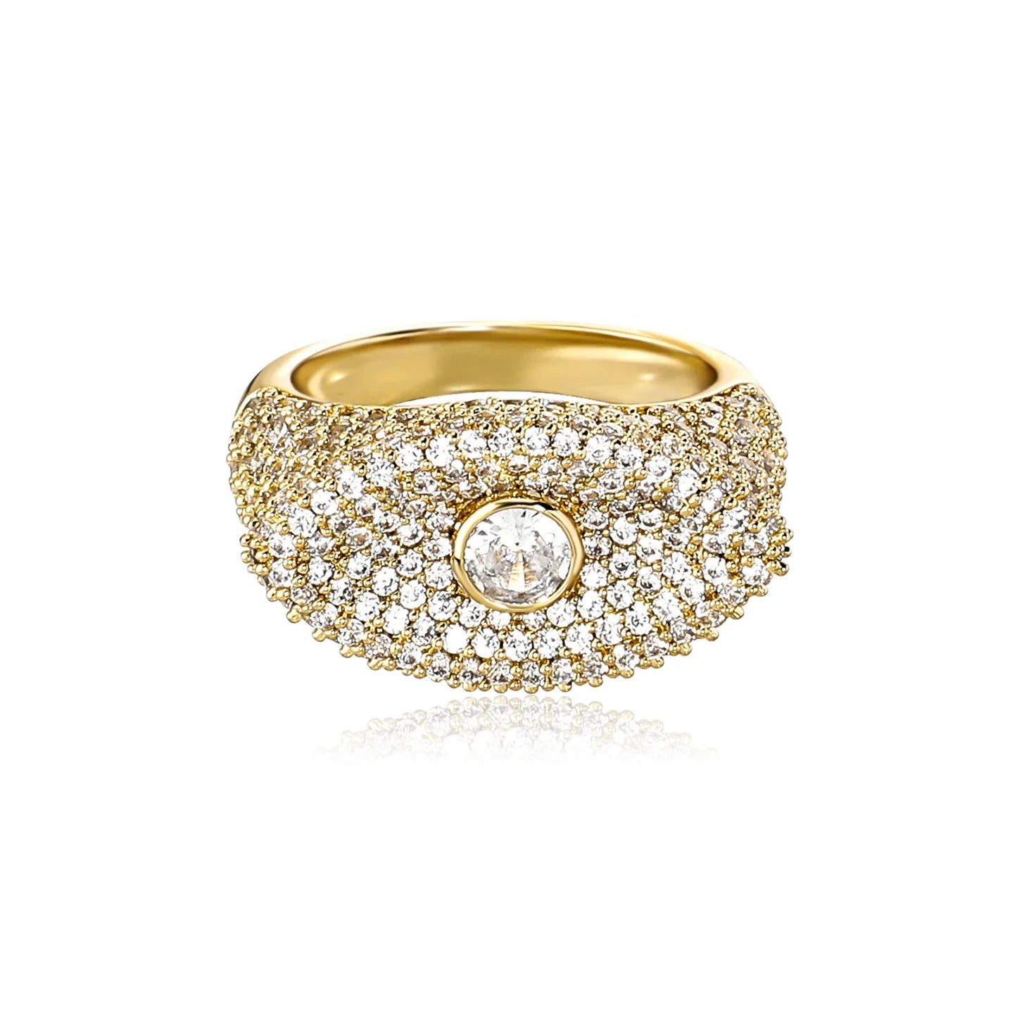 Iced Out Evil Eye Ring | 3D Sculpted Protection Motif Band | Caratix