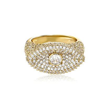 Iced Out Evil Eye Ring | 3D Sculpted Protection Motif Band | Caratix