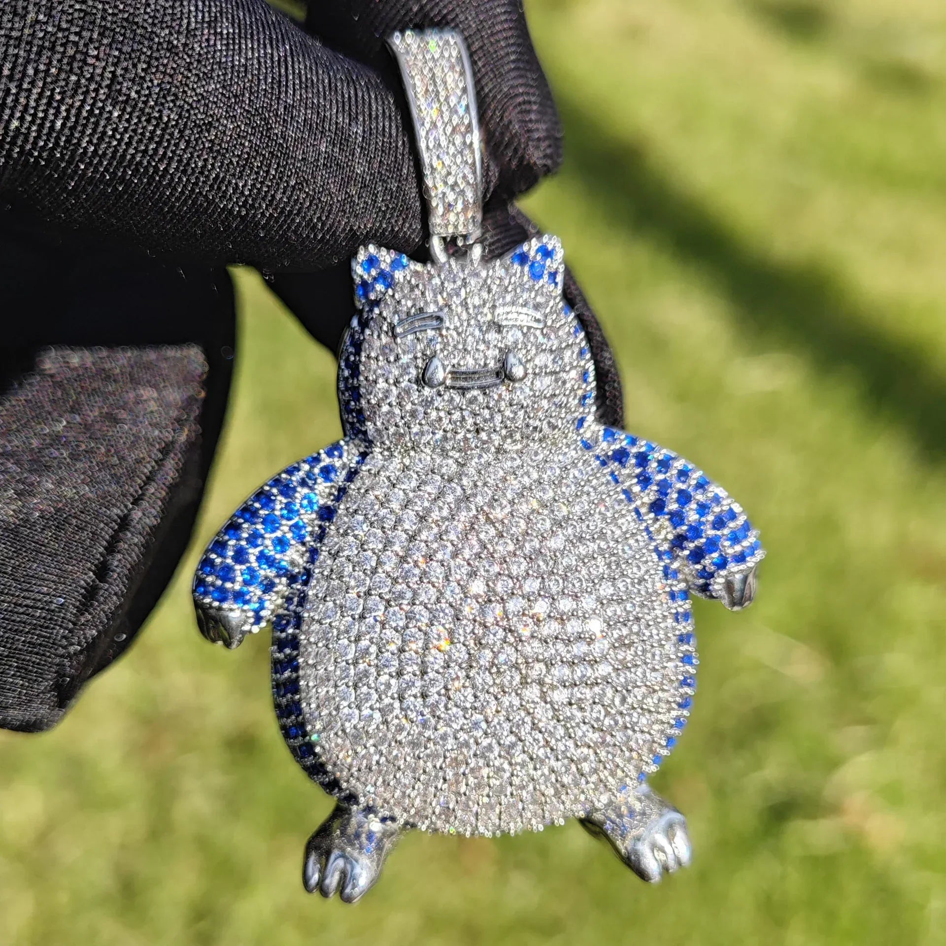 Iced Out Cute Monster Pendant Necklace – Hip Hop Cartoon CZ Jewelry for Men & Women - CaratixJewelry