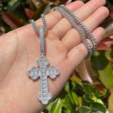 Iced Out Cloud Cross Pendant | Men's "Puffy" Hip Hop Necklace Caratix - CaratixJewelry