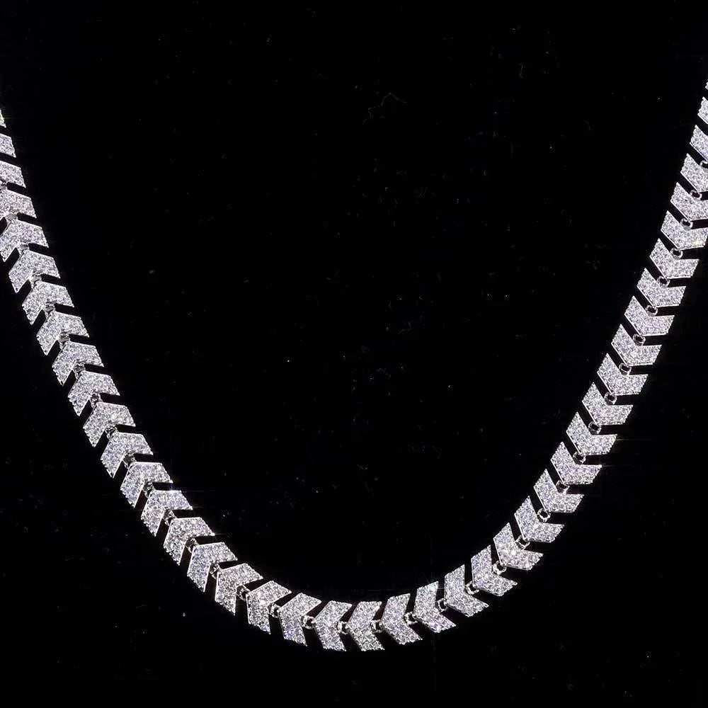 Custom Iced Out Fishbone Link Necklace | Minimalist Hip Hop Jewelry for Men | Caratix - CaratixJewelry