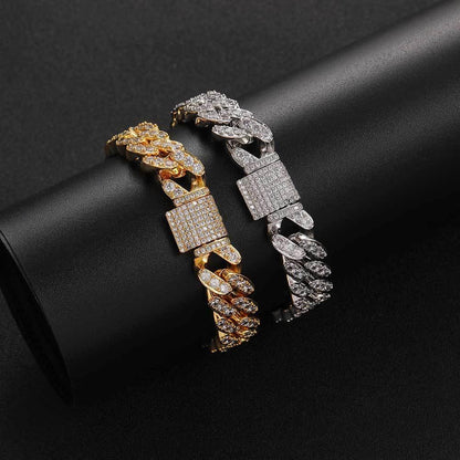 12mm Iced Out Cuban Chain Necklace Single Row Zircon - CaratixJewelry