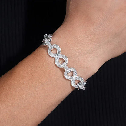 13mm Moissanite Figure-Eight Cuban Link | S925 Silver Necklace & Bracelet - CaratixJewelry