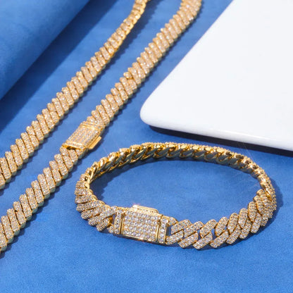 Custom 8mm Rhombus Double-Row Cuban Bracelet - CaratixJewelry