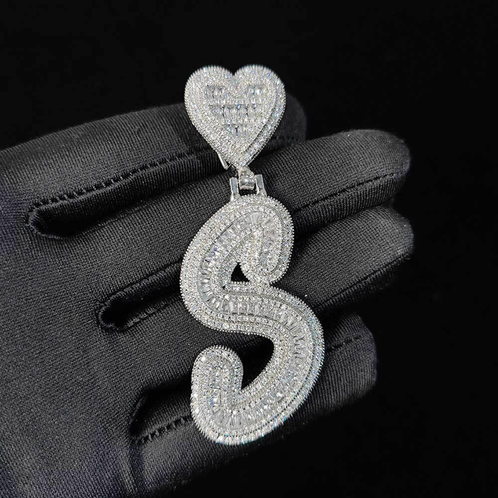 Round and Square Letter Pendant Necklace with Mixed Zircon Stones for Men and Women | Caratix Jewelry - CaratixJewelry