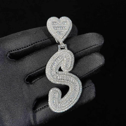 Round and Square Letter Pendant Necklace with Mixed Zircon Stones for Men and Women | Caratix Jewelry - CaratixJewelry