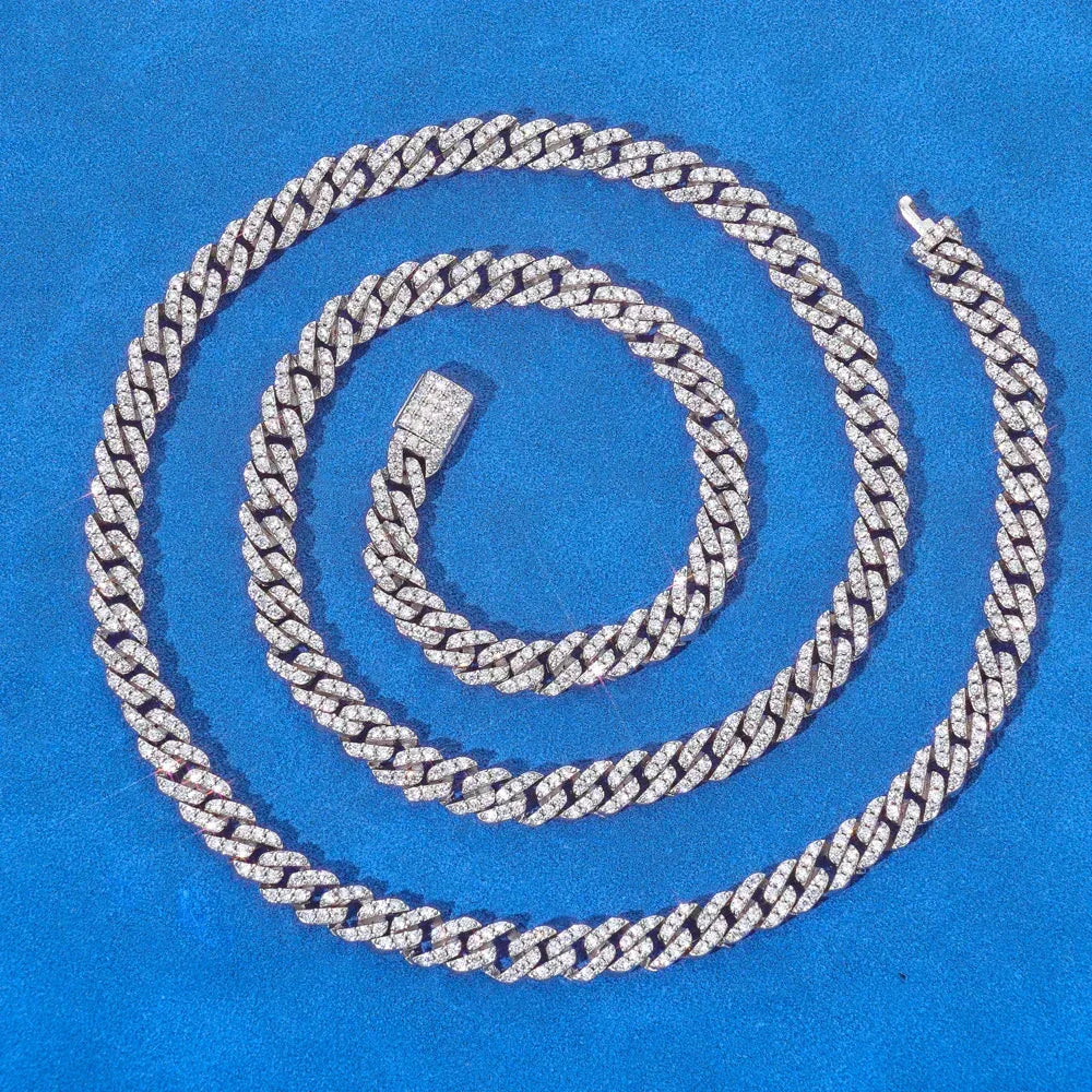 5mm Single-Row Moissanite Cuban Link Chain for Men – S925 Sterling Silver Luxury Hip Hop Necklace - CaratixJewelry