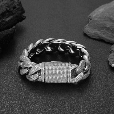 20mm 4-Row Zircon Bubble Cuban Chain Bracelet for Men | Caratix Jewelry - CaratixJewelry