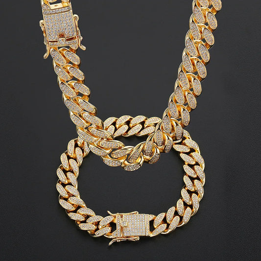 Custom 12mm Double-Row Iced Out Cuban Link - CaratixJewelry