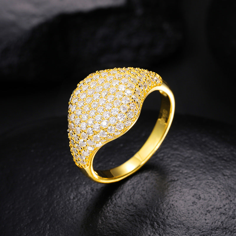 S925 Sterling Silver Moissanite Starry Night Ring – Full Iced-Out Luxury Hip-Hop Band