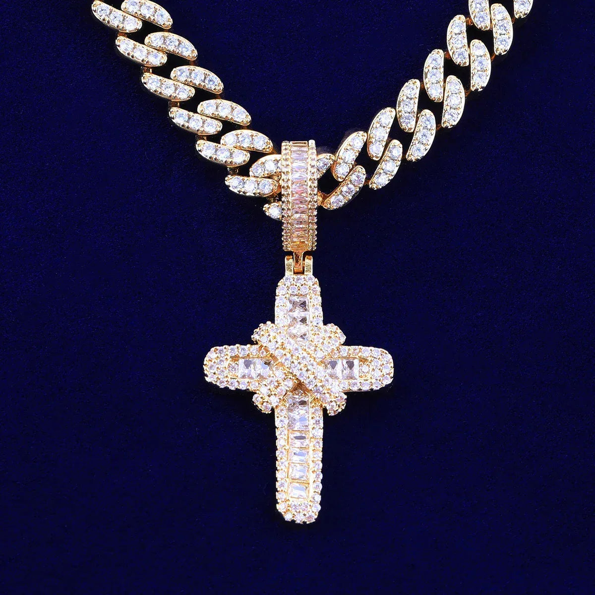 Iced Out "X" Cross Pendant | Women's Opium Style Y2K Necklace - CaratixJewelry