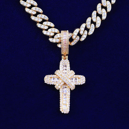 Iced Out "X" Cross Pendant | Women's Opium Style Y2K Necklace - CaratixJewelry