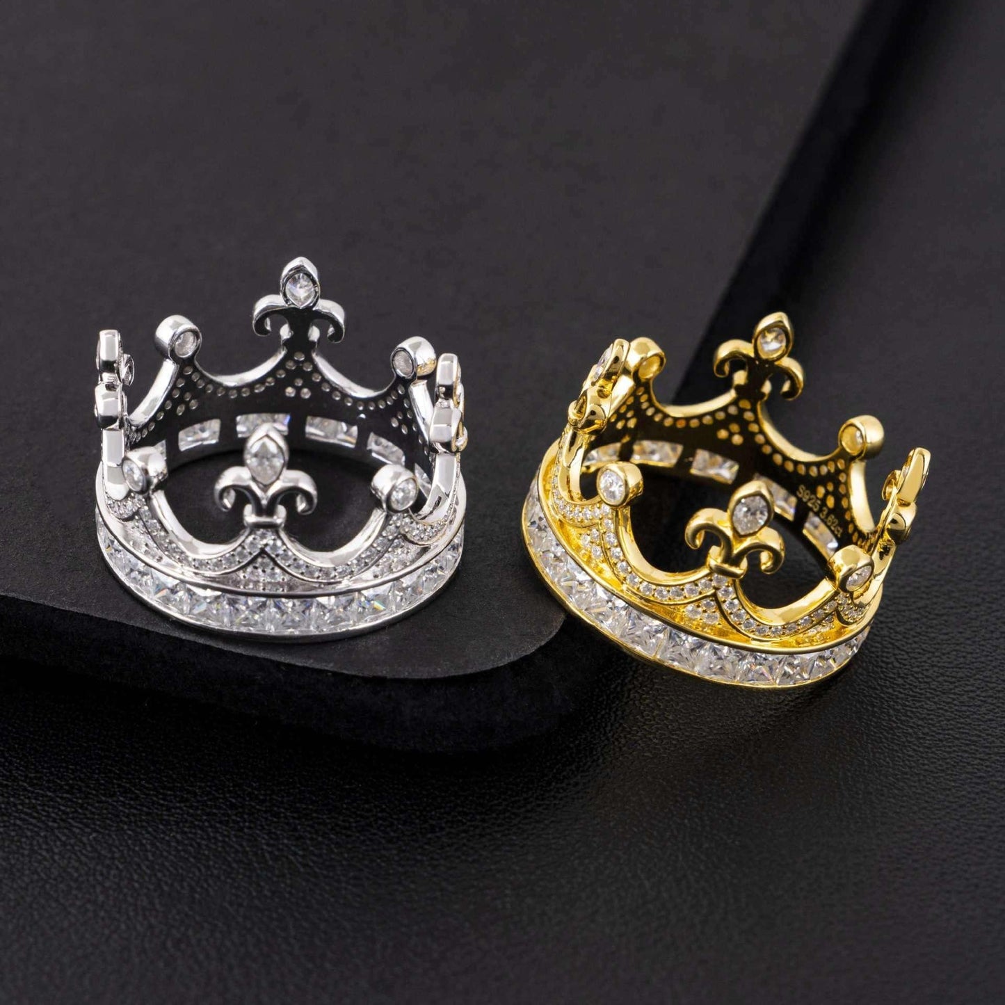 D-Color VVS Moissanite Crown Ring | S925 Silver Unisex Iced Out Hip Hop Jewelry - CaratixJewelry