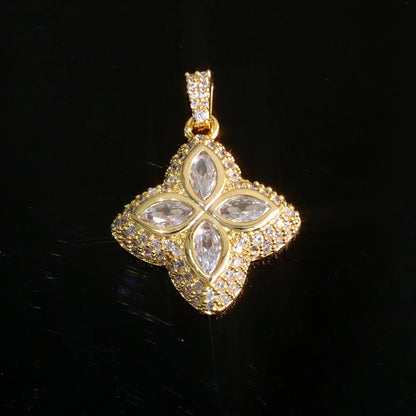 Men's Color Gemstone Clover Pendant | Full Zircon Iced Out Necklace | Custom Minimalist Hip Hop Jewelry | Caratix - CaratixJewelry