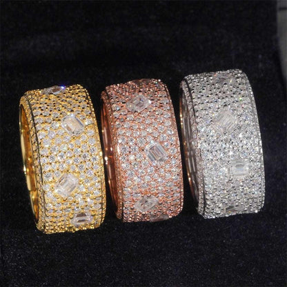 Bold Moissanite Band Ring | S925 Silver Men’s Full Iced Out Hip Hop Jewelry - CaratixJewelry