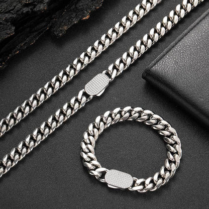 Stainless Steel Iced Out Cuban Chain Zircon Necklace with Spring Clasp for Men | Caratix Jewelry - CaratixJewelry