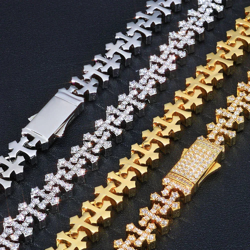 Iced Out Cross Zircon Bracelet Rapper Style Hip Hop Jewelry | Caratix Jewelry - CaratixJewelry