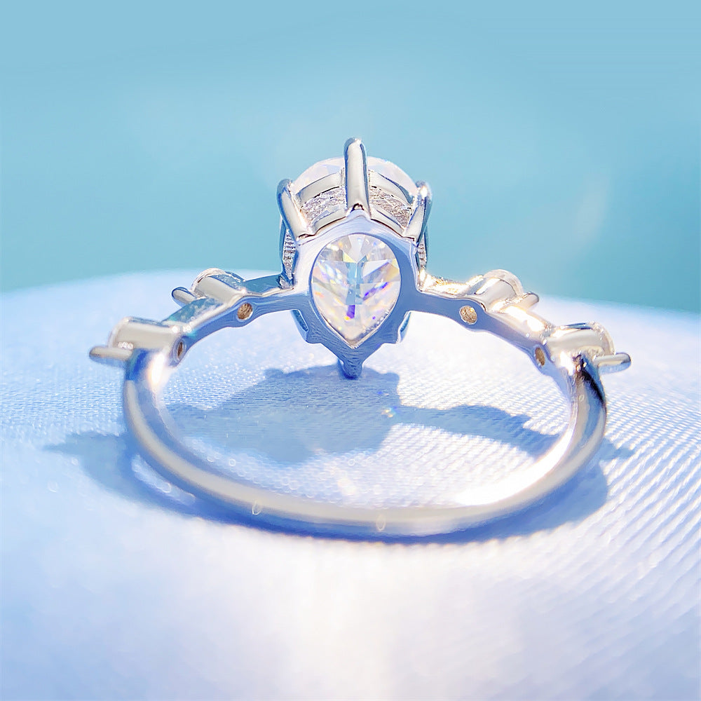 2026 Summer New S925 Silver 4ct Pear Cut Moissanite Ring | 4 Carat D VVS1 Teardrop | Caratix