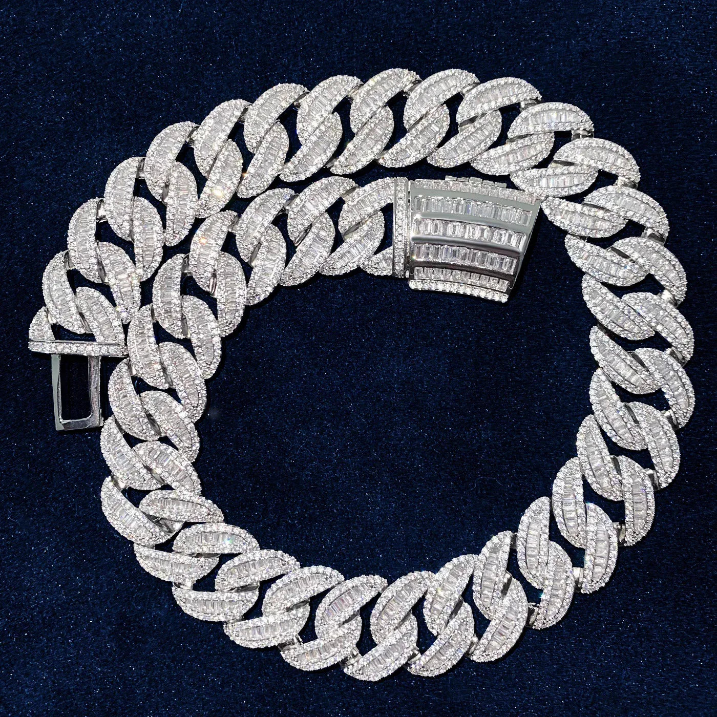 20mm Half Curved Step Cut Cuban Chain with Copper & Zircon - CaratixJewelry