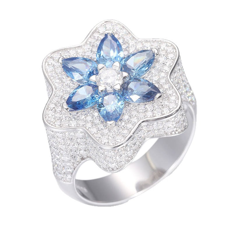 Moissanite Flower Cluster Ring S925 Y2K Hip Hop | Caratix