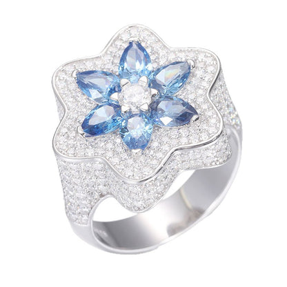 Moissanite Flower Cluster Ring S925 Y2K Hip Hop | Caratix
