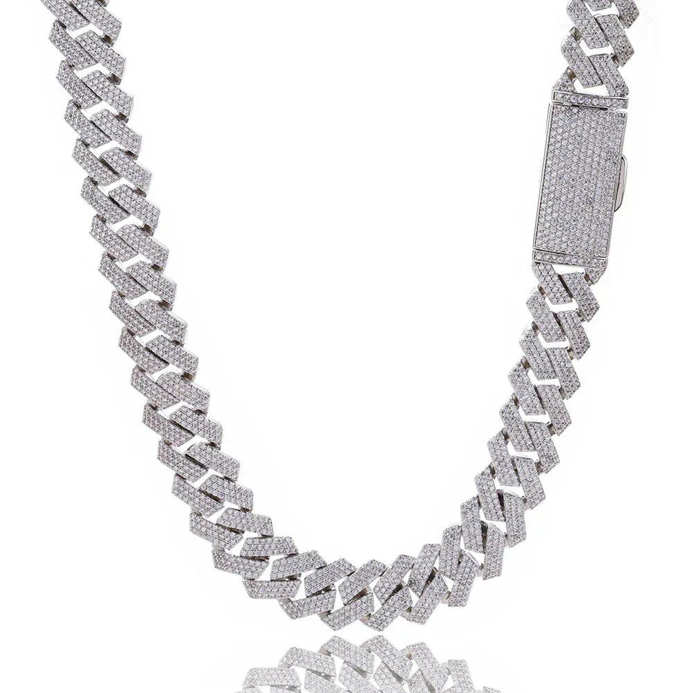 Triple-Row Moissanite -Cut Cuban Link Chain – Custom S925 Sterling Silver Iced-Out Hip Hop Men’s Streetwear Necklace - CaratixJewelry