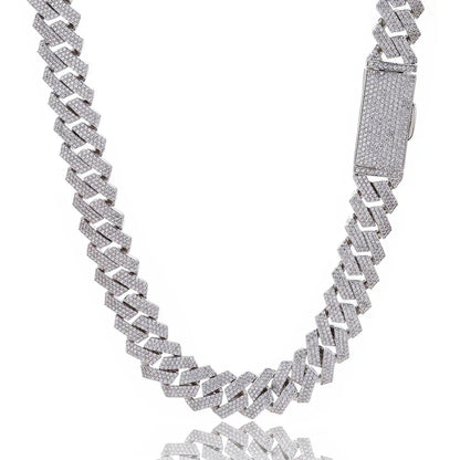Triple-Row Moissanite -Cut Cuban Link Chain – Custom S925 Sterling Silver Iced-Out Hip Hop Men’s Streetwear Necklace - CaratixJewelry